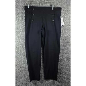 Love Scarlett Sailor Pants Black Button Ruffle Stretch Ponte - Women Size 12